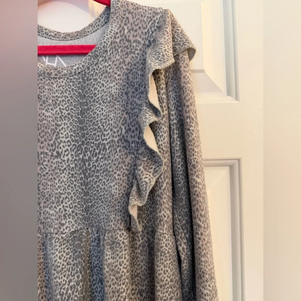 Chaser Gray Leopard Print Kids Dress